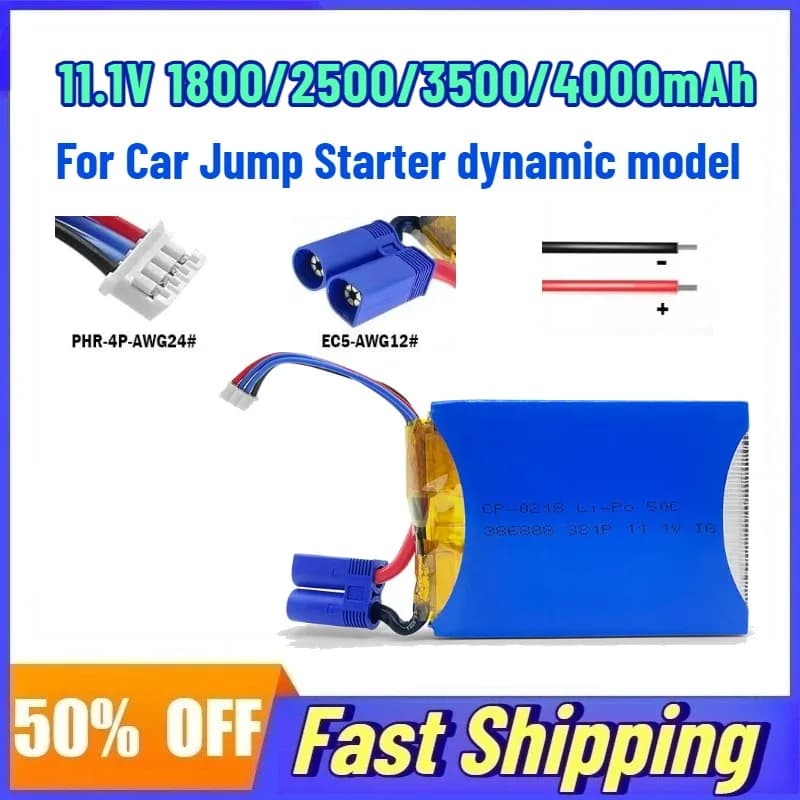 Batteria per Avviatore d'Emergenza Auto, Accenditore Li-Polimero Modello Dinamico, Batteria Ricaricabile 14.8V 1800/2500/3500/4000mAh