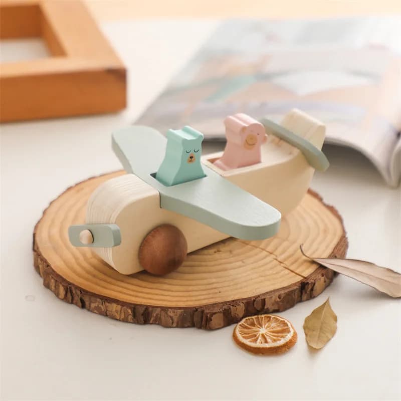 Giocattoli Montessori in legno per bambini Blocchi aerei in legno di faggio Massaggiagengive Biglie di vetro Giocattoli educativi Bambino che dentiggia Gioca in palestra Regalo per bambini