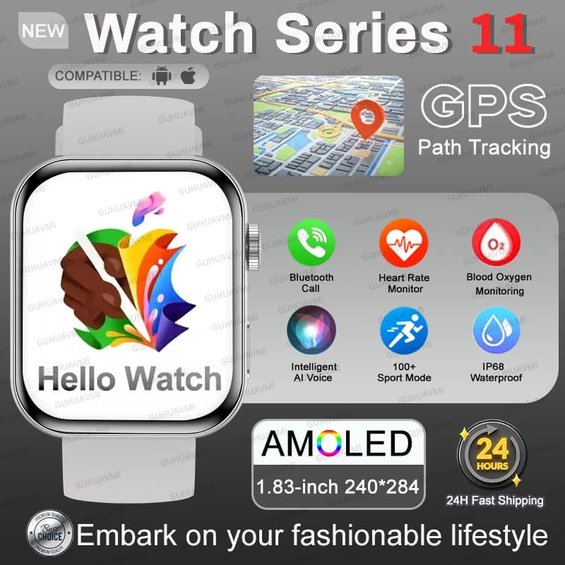 Versione Globale NUOVO Smartwatch Serie 11 per Uomo e Donna, GPS con Tracciamento, Chiamate Bluetooth HD, Orologio Sportivo Impermeabile