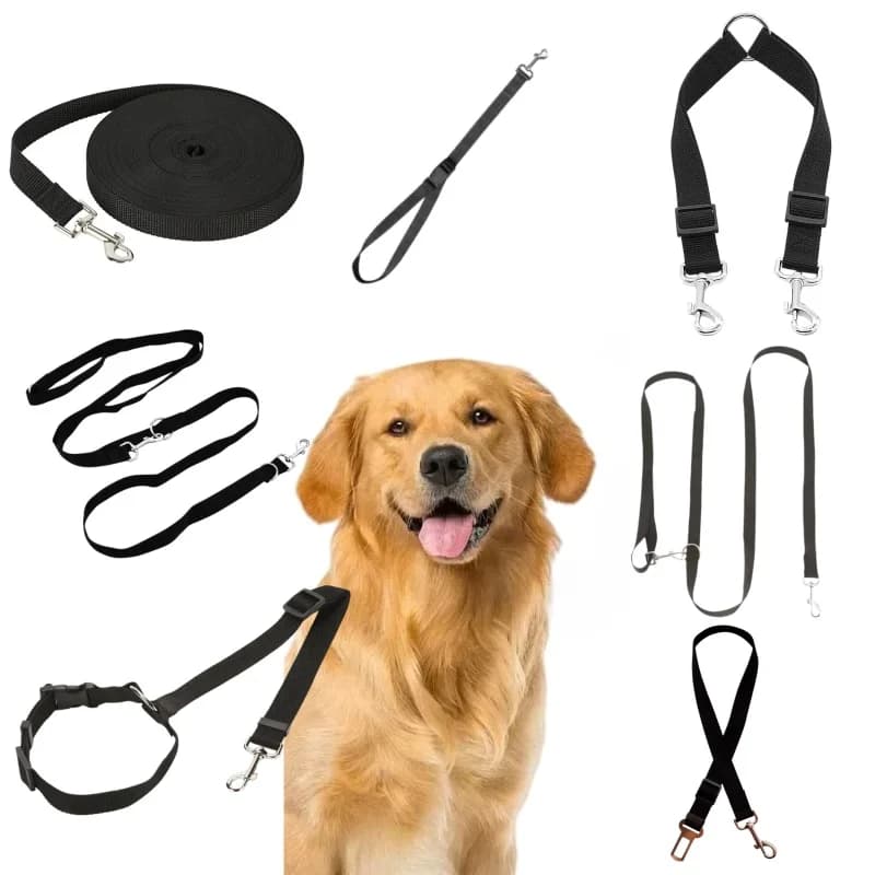 Nylon Dog Leash Strong Durable Adjustable Walking Leash Safe Comfortable Dog Harness Outdoor Travel Dog Accessories