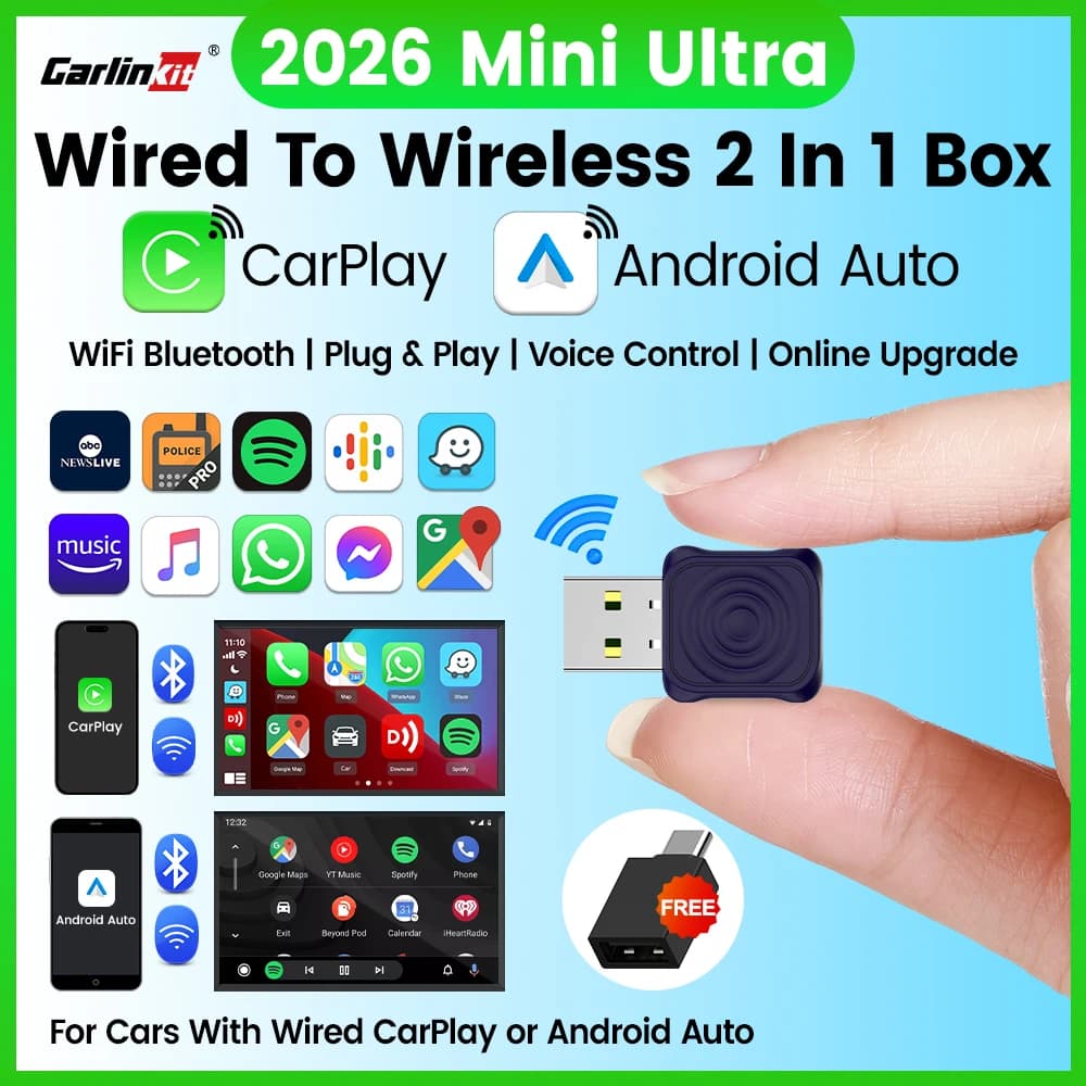 CarlinKit 5.0 Mini Adapter Ultra Wireless CarPlay Android Auto for Auto OEM Plug and Play Bluetooth Connection Automatic