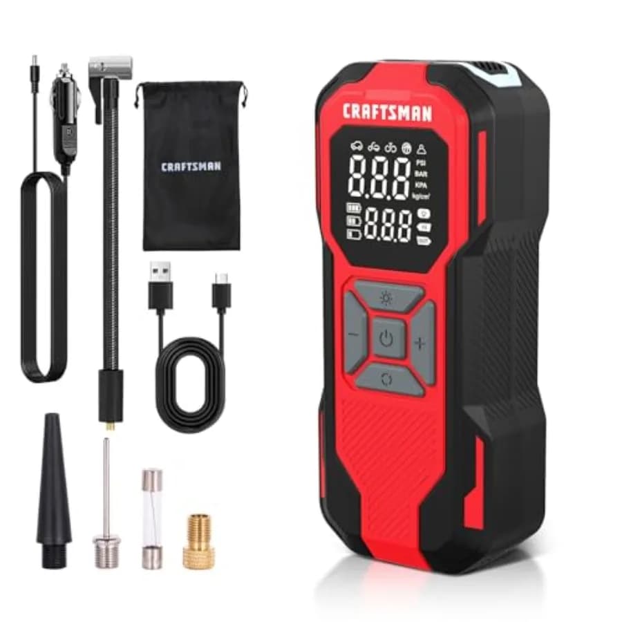 Compressore d'aria portatile senza fili per pneumatici auto con manometro digitale e batteria da 6000 mAh