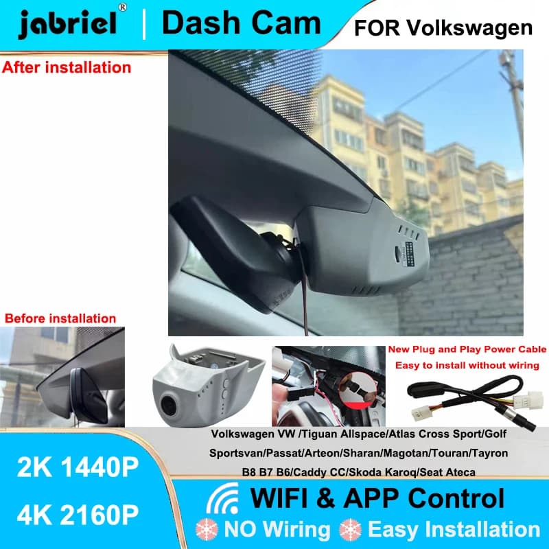 Volkswagen VW Passat Tiguan Allspace Atlas Golf Arteon Sharan Magotan Skoda Karoq Seat Dash Cam 2K 4K Wifi DVR for Auto