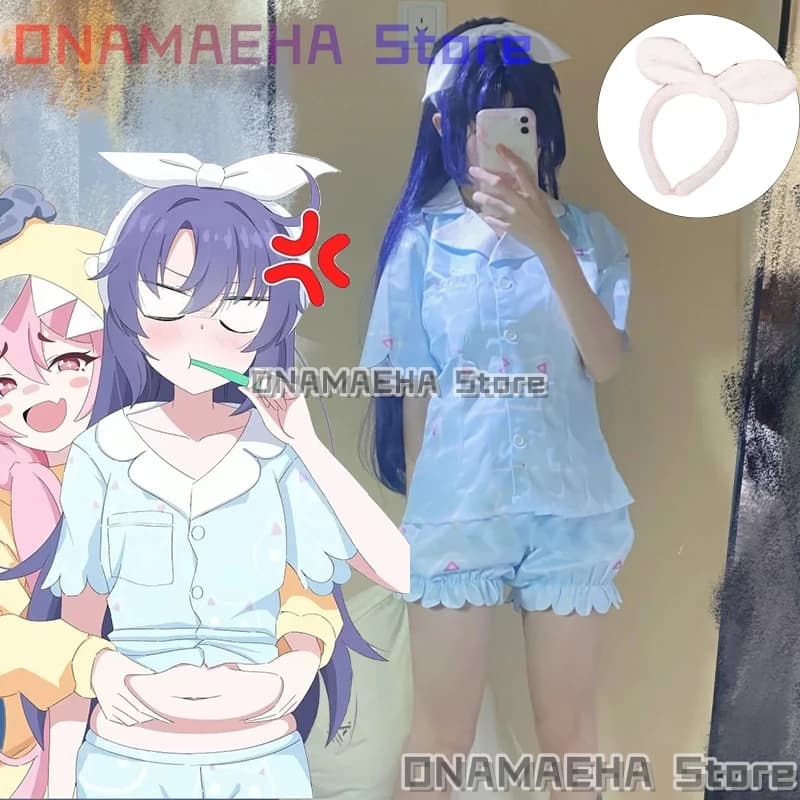 Blu Archivio Hayase Yuuka Costume Cosplay (s-xl) Blu Kawaii Pigiama Pantaloncini a maniche corte Casa Vestire Gioco Anime Party Uniform