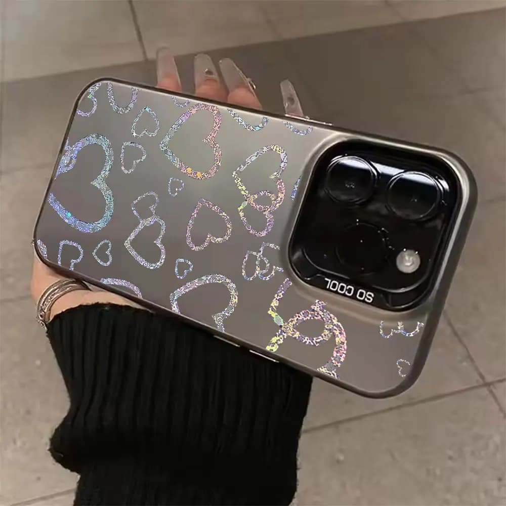 Colorful Heart Print Case For iPhone 17 18 16 15 14 13 12 11 Pro Xs Max Mini 8 7 Plus XR Air 17e 16e Matte IMD Shockproof Cover