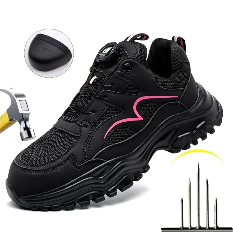 Women Work Shoes Steel Toe Shoes Lightweight indestructible Safety Shoes Slip On Anti-Puncture Hiking Sneakers Breathable Shoes