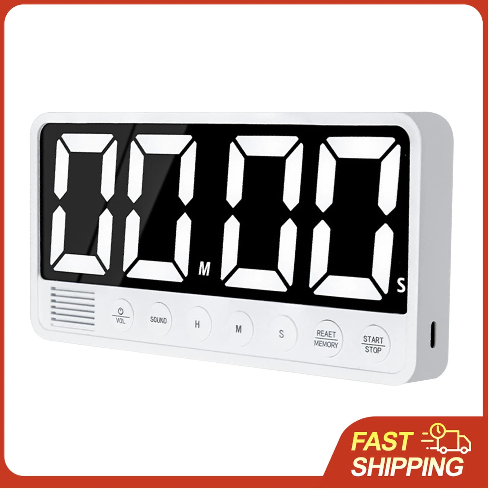 Timer LED con Conto alla Rovescia, Grande Schermo, 99 Ore 59 Minuti, 6 Allarmi, 3 Livelli di Volume, Ricarica Type-C, Timer Digitale LED