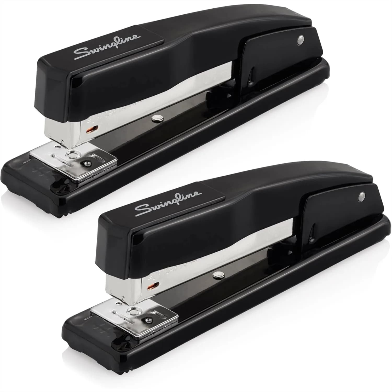 2 Pack Metal Stapler for Office Desktop, 20 Sheet Capacity, Jam Free, Black