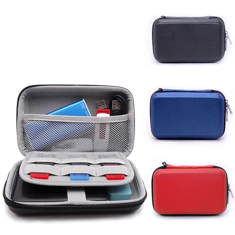 Custodia per disco rigido Custodia elettronica Borsa da viaggio portatile rigida antiurto per adattatore di alimentazione Disco USB Scheda SD con scomparto