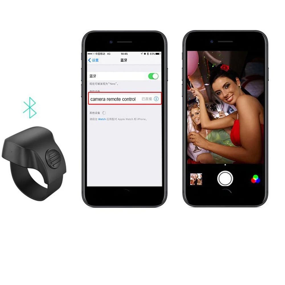 1 PZ Telefono Selfie Otturatore Anello di Controllo Remoto Anello di Controllo Remoto Intelligente Senza Fili Portatile Mini Bluetooth 5.1 (Nero)-A25R