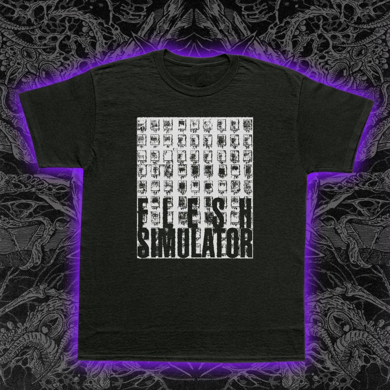 T-shirt Flesh Simulator FOIA, maglietta con stampa artistica sottoterra a tema musica esperimentale e teorie della conspirazione