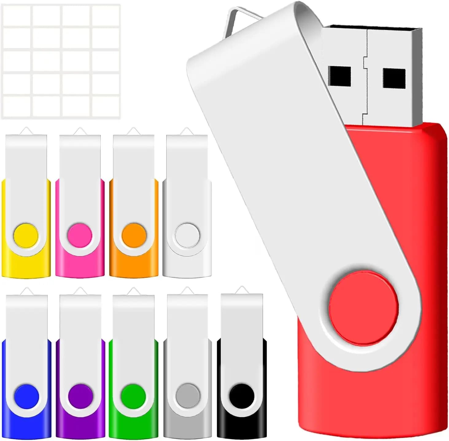 Chiavetta USB da 32GB, Confezione da 10, Design Girevole in Metallo, Pen Drive Colorate per Archiviazione e Backup Dati