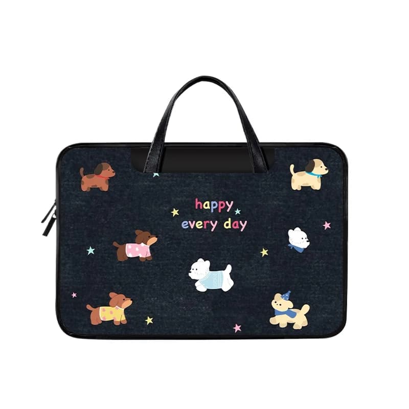 Borsa per Laptop Personalizzata con Simpatico Cane Cartoonesco, Custodia per Notebook per Macbook Air Pro Hp 13 14 15 12 16 Pollici, Borsa per Laptop, Regalo per le Feste