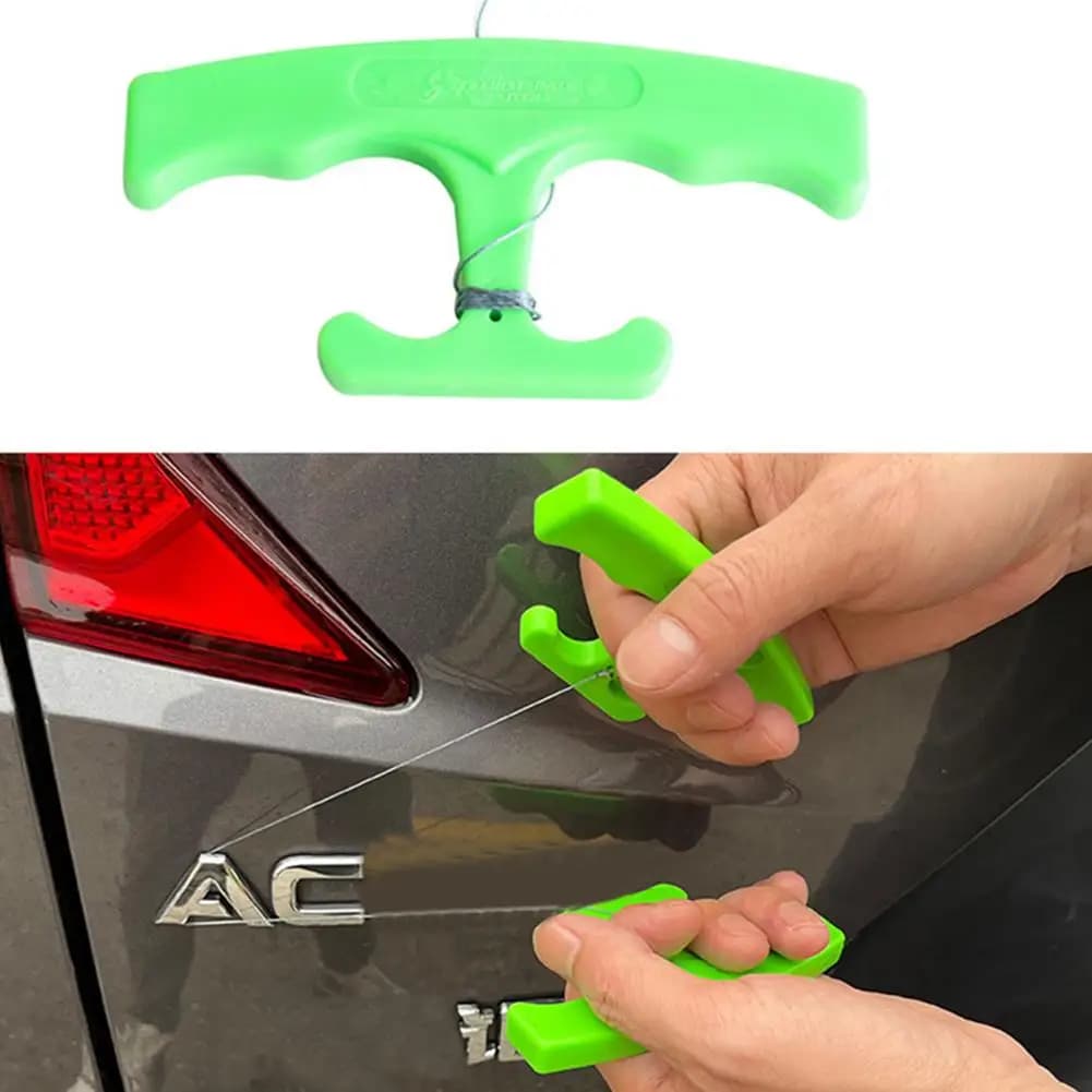 Kit Ergonomico Portatile per Rimozione Emblemi Auto, Strumento Verde per Rimozione Adesivi, Attrezzo Salva-Lavoro per Rimozione Adesivi Auto