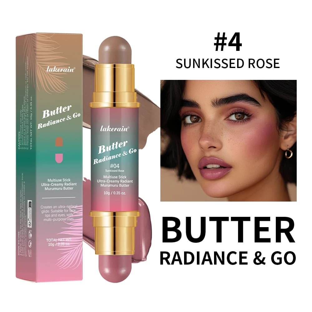 Glow And Go Bastone multiuso per medici Burro Bronzer a doppia testa Blush per labbra Occhi Guance Pinna opaca e radiante a lunga tenuta
