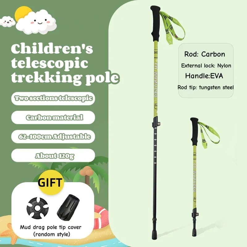 Trekking poles for 2-piece carbon fiber children, telescopic walking poles Trekking poles and ultralight folding walkways, EVA handle