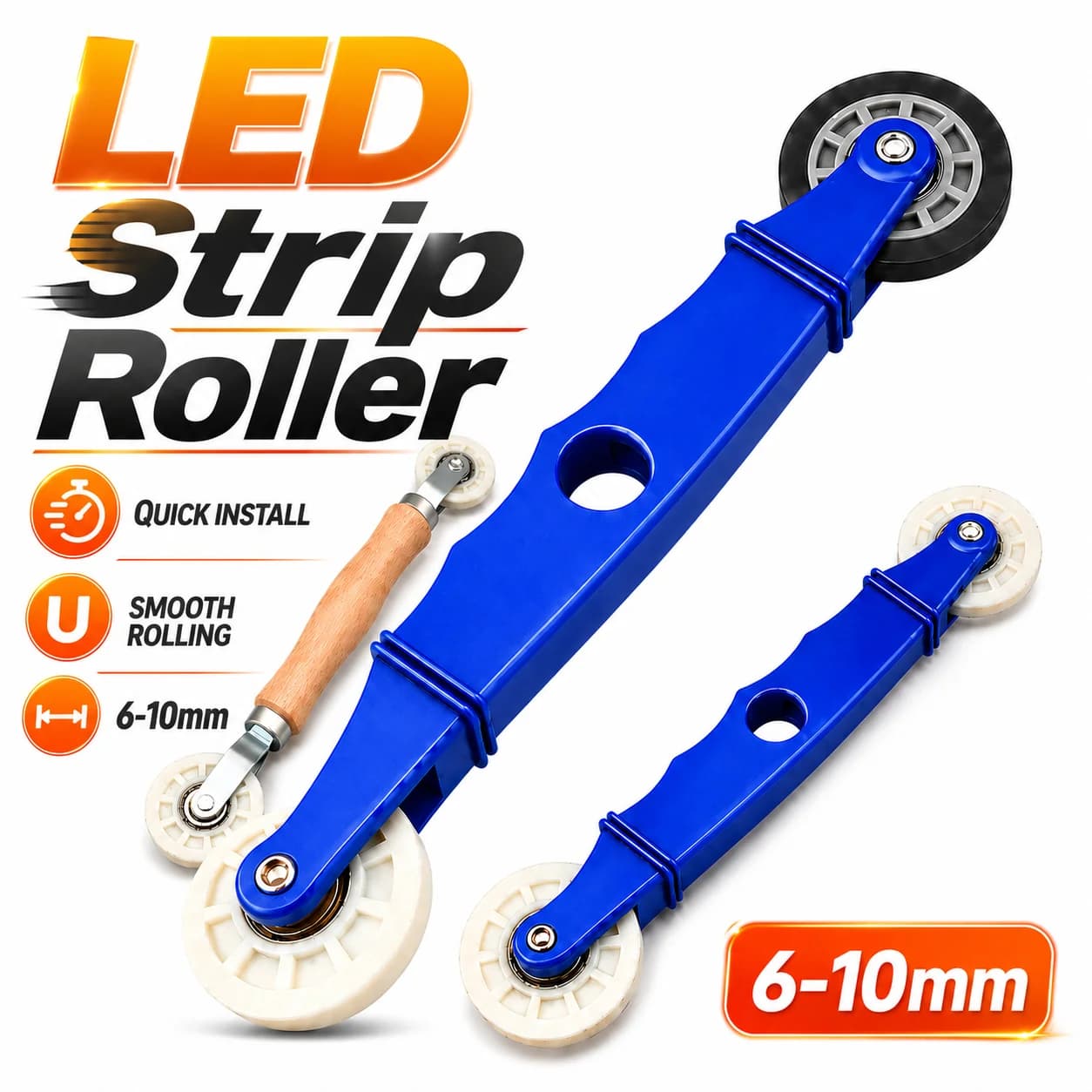 LED Strip Installation Roller, 6-10mm ABS Rubber U-Groove Press Tool for Hard Bar Lamp Quick Mount Repair