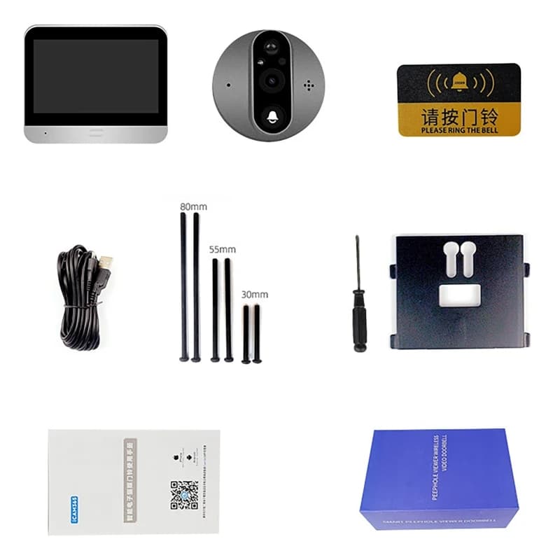 Visione notturna a infrarossi per la sicurezza domestica Citofono bidirezionale Telecamere per campanello 1080P Schermo IPS da 4,3 pollici Campanello video wireless intelligente