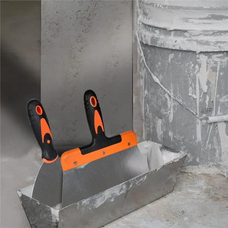 Applying Putty, 6-Piece Stainless Steel Paint Scraper Tool Set, 14" Mud Pan For Drywall For Repairing, Removing Wallpaper