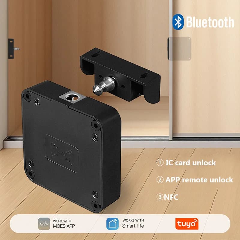 Smart Lock Bluetooth Tuya-Compatibile con scheda IC senza chiave Sblocca app telecomando per serratura per mobili con cassetto per porta dell'armadio in legno