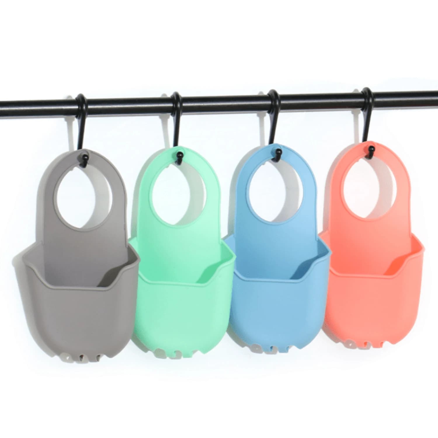 Confezione da 4 porta strofinacci e spugna in silicone con fori di scarico, set di cestini flessibili per organizer per sapone da cucina e bagno, facili da pulire