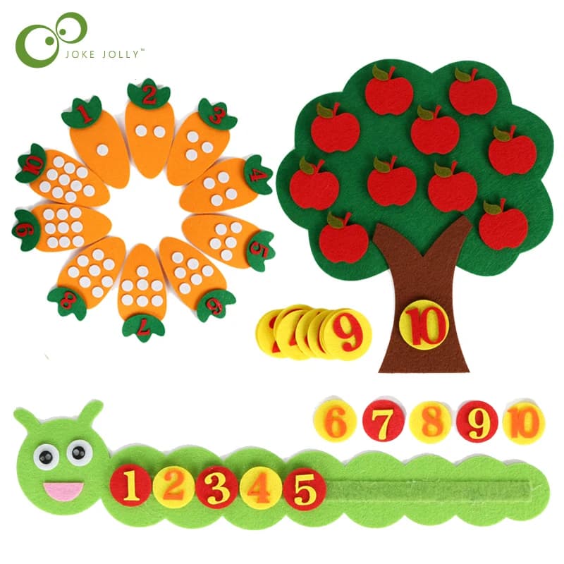 1-10 Montessori Giocattolo Educativo Puzzle Per Bambini Fatti A Mano Giocattolo FAI DA TE Scuola Materna Carota Pomme Partita Insegnamento Digitale GYH