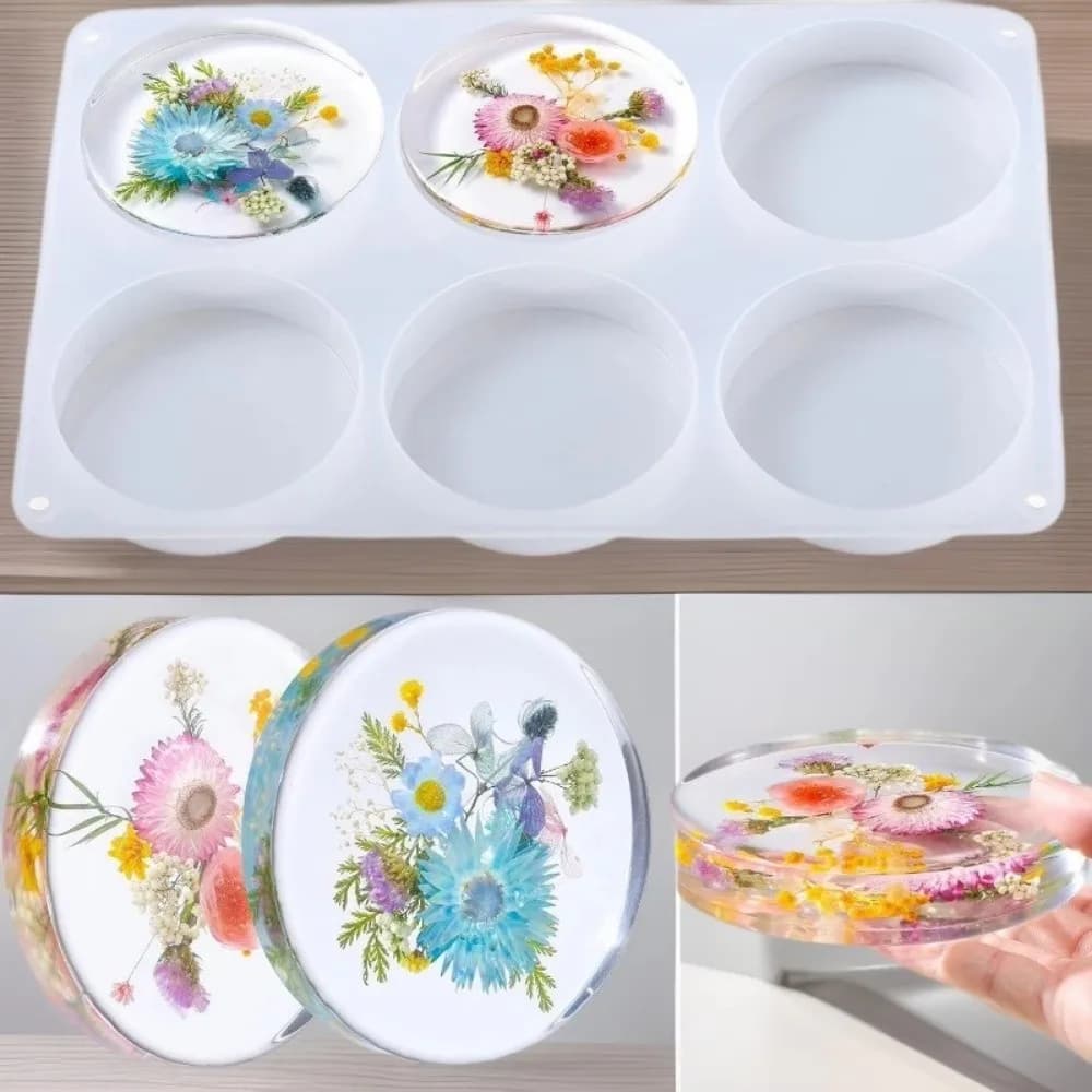 Stampo in Silicone Creativo per Sottobicchieri, Forme Geometriche Rotonde, per Resina Fai-da-Te, Artigianato, Riutilizzabile, per Creazioni Artistiche