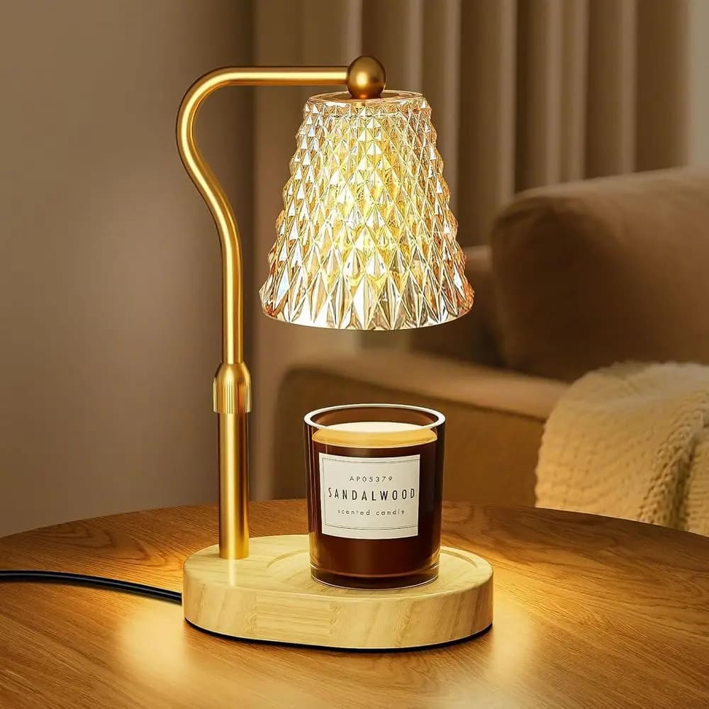 Lampada Scaldacera con Timer e Dimmer, Regalo di Compleanno per Donne e Mamme, Scaldacera Regolabile in Altezza per Candele in Barattolo con 2 Lampadine
