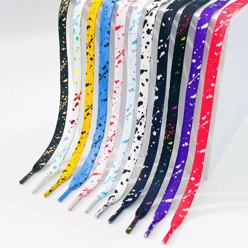 Lacci per scarpe da basket colorati Splash Ink Dipinti a mano Lacci per scarpe con schizzi di inchiostro Lacci per scarpe da ginnastica Stampa dorata piatta per AF1