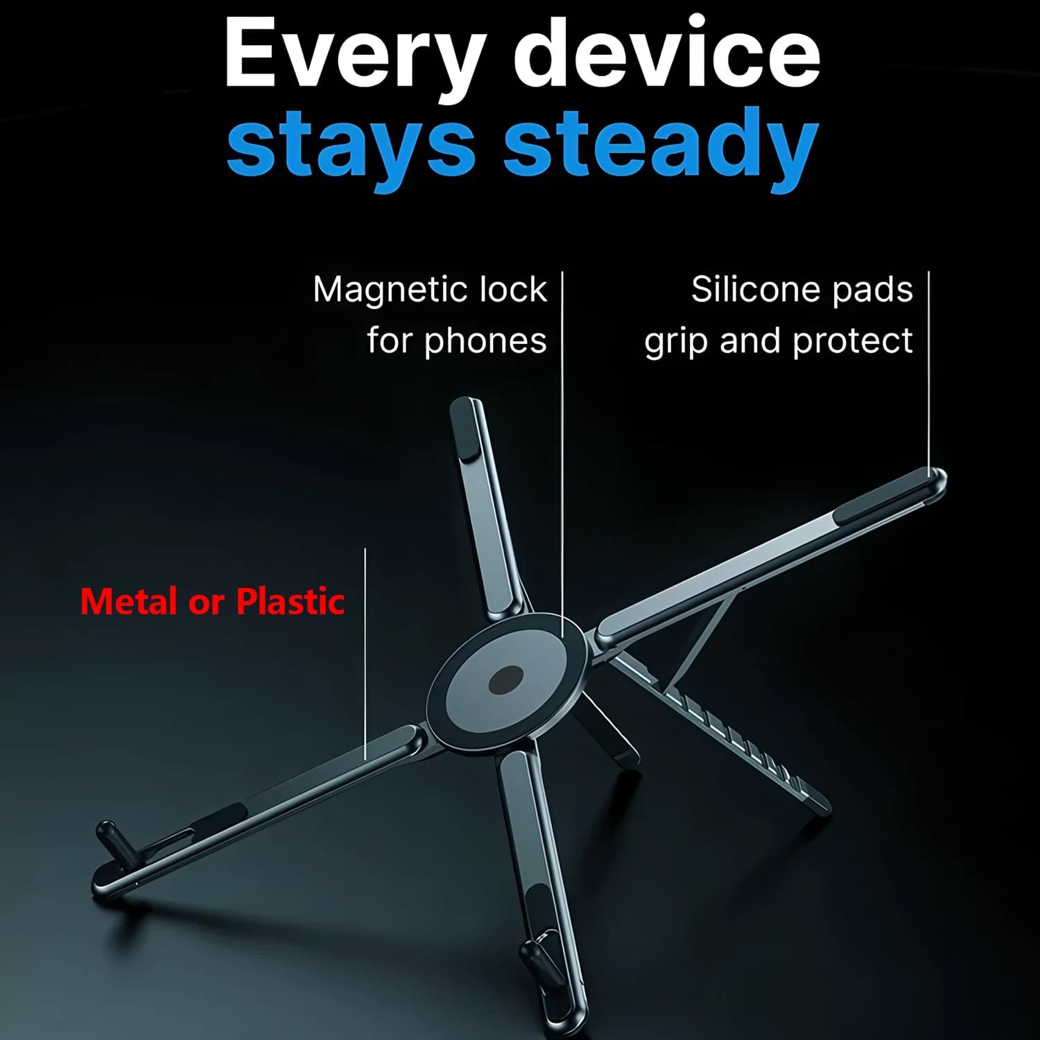Laptop Stand Metal or Plastic Multifunction Foldable Adjustable Tablet Bracket Handheld Magnetic Phone Holder Rotate Tripod