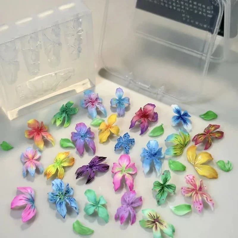 Stampo per unghie con fiori 3D Strumenti per unghie in silicone fai-da-te Hawaii Ibisco Fiore Petalo Design per unghie Stampi in silicone Modello per intaglio di nail art