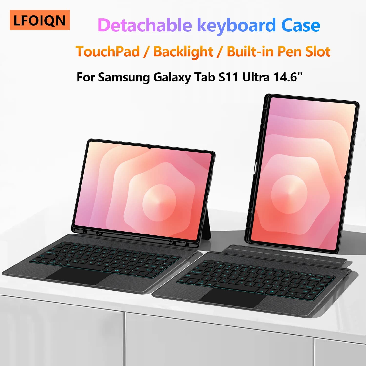 LFOIQN Keyboard Case Detachable For Samsung Galaxy Tab S11 Ultra 14.6 Inch 2025 SM-X930 SM-X936B Magic Smart Cover Multi-Touch