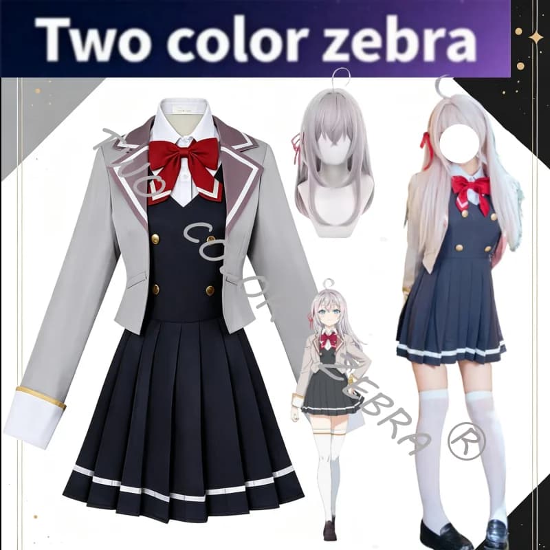 Alisa Mikhailova Kujou Cosplay Jk School Unifrom Costume Wig and Socks Anime Alya Sometimes Hides Her Feelings in Russian