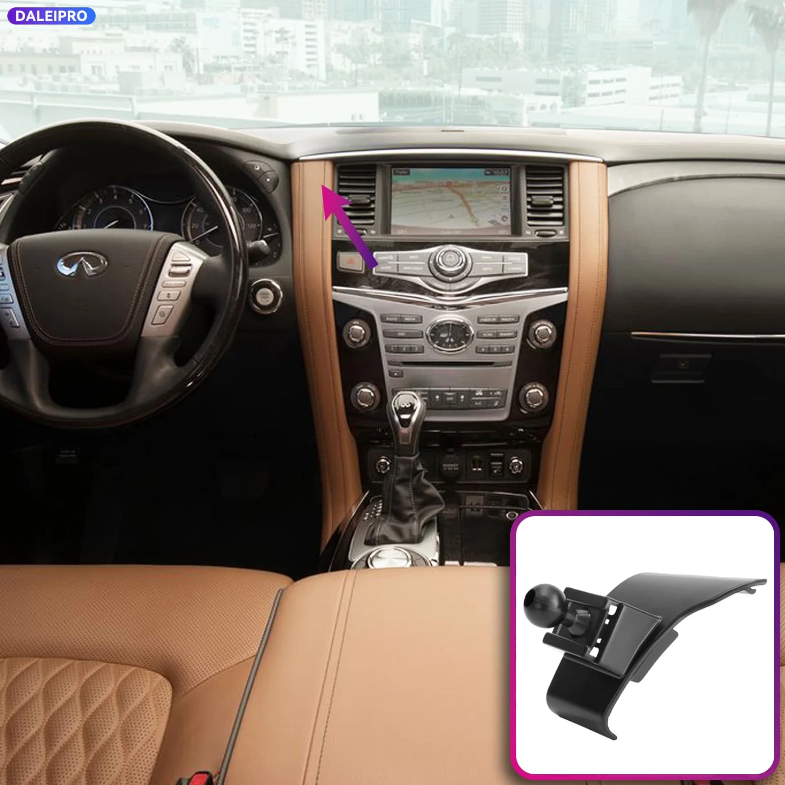 Supporto per Telefono Specifico per Veicoli Infiniti QX80 QX56 2011-2019 2020, Base per Montaggio Telefono Smart con Ricarica 66W, Accessori