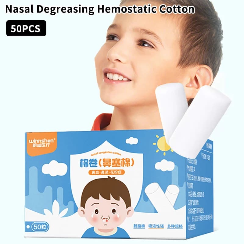 50Pcs Nose Blood Stop Cotton Child Nose Bleeding Runny Nose Nose Spray Cotton Roll Outdoor First Aid Supplies
