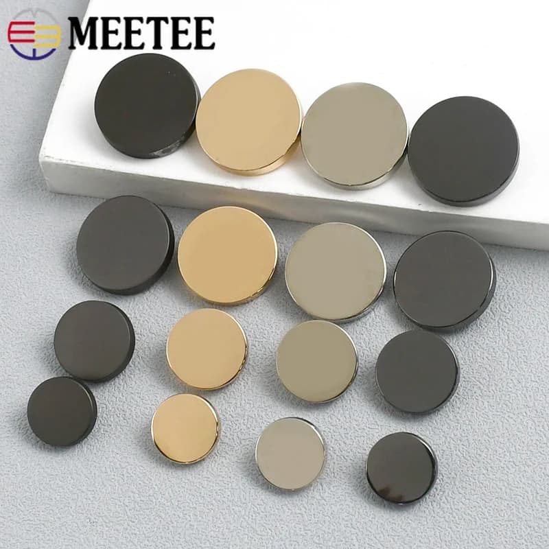 10 Pz Meetee 10-28mm Bottoni Rotondi Piatti in Metallo per Abbigliamento Bottoni da Cucire Imbottiture Cappotto Fibbia Giacca FAI DA TE Camicia Accessorio Decorativo