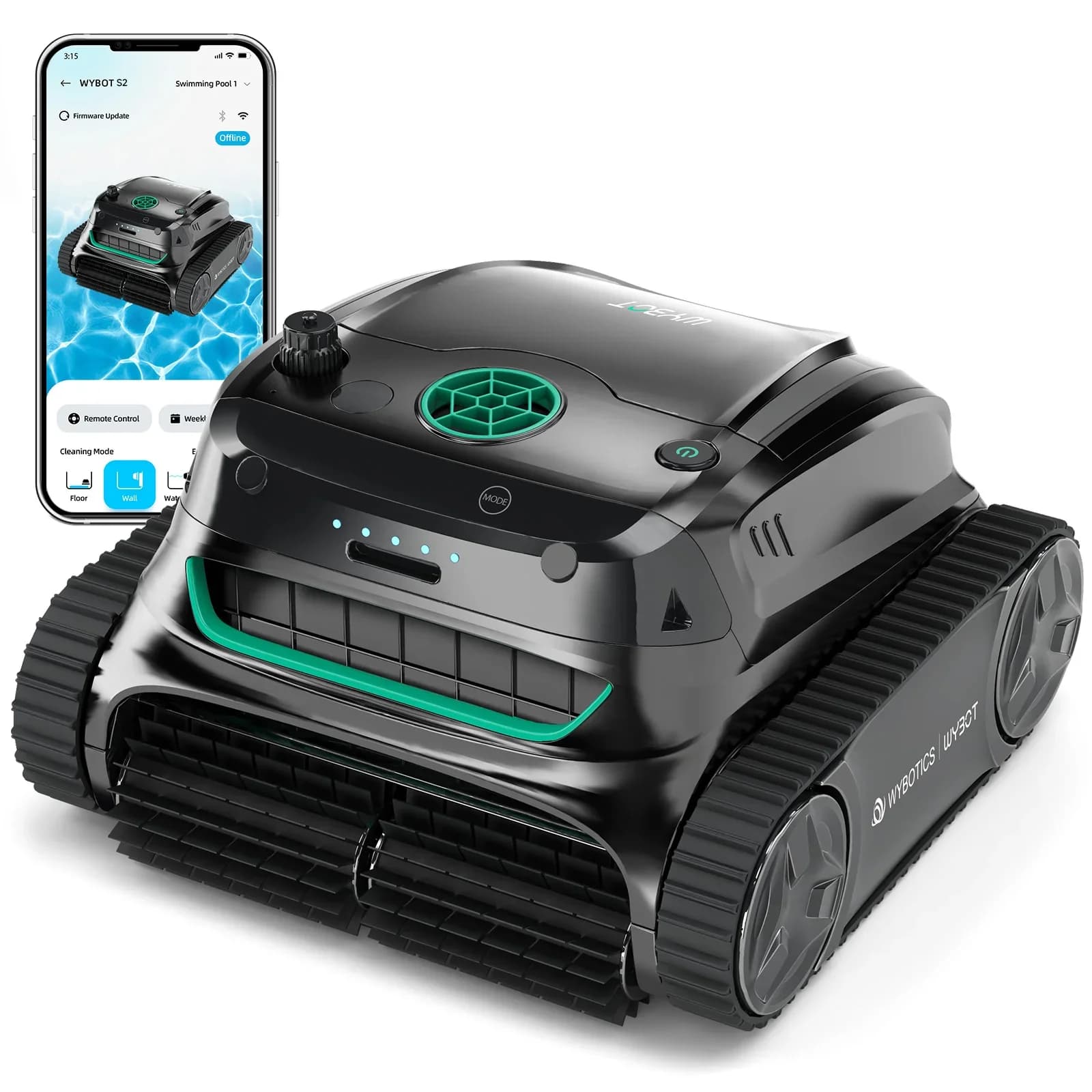 Robot Pulitore Piscina di Alta Gamma Senza Fili S2 per Grandi Piscine con Funzione di Arrampicata sulle Pareti, Aspirapolvere per Piscina con Controllo tramite APP