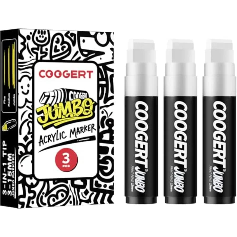 3Pcs Jumbo Poster Markers, 15MM Thick Permanent Acrylic Graffiti Markers, Wide Tip Paint Marker for Canvas, Posters Board, Fabr