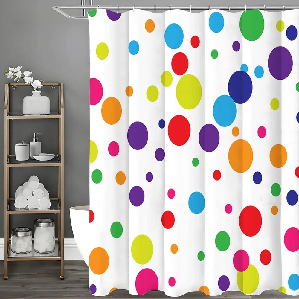 Tenda da doccia circolare colorata, tenda da doccia decorativa per bagno, tenda da doccia impermeabile con ganci
