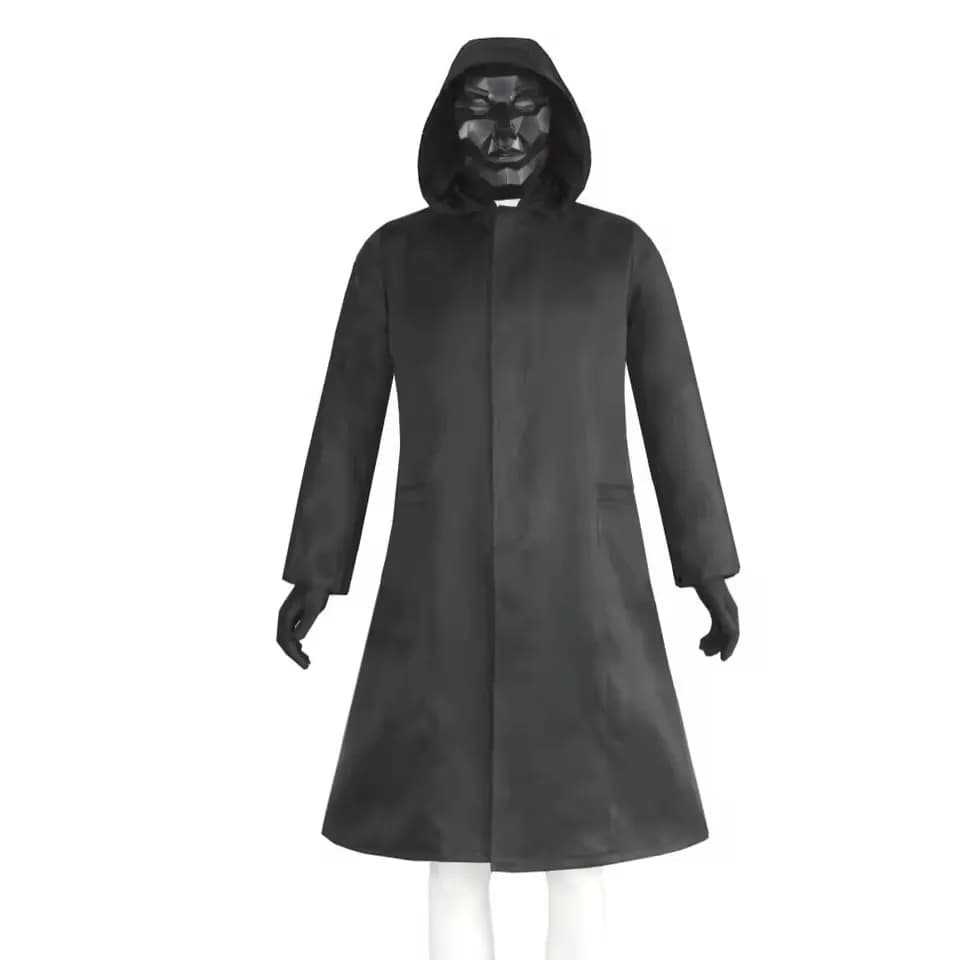 Costume cosplay di gioco drammatico coreano con guanti Tuta nera Triangolo Travestimento Rotondo Quadrato Festa di carnevale Cappotto medievale