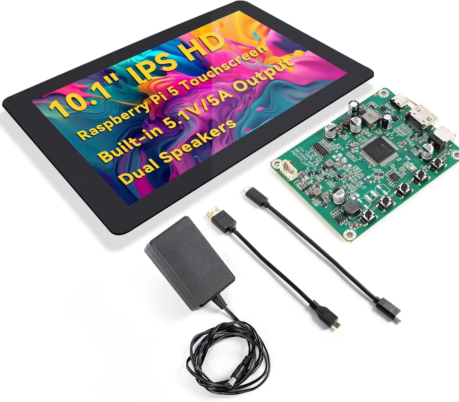 SunFounder 10 Inch DIY Touchscreen for Raspberry Pi 5,IPS HD 1280x800 LCD,60Hz,HDMI,10-Point,No Driver, for RPi 5/4/3/Zero 2W