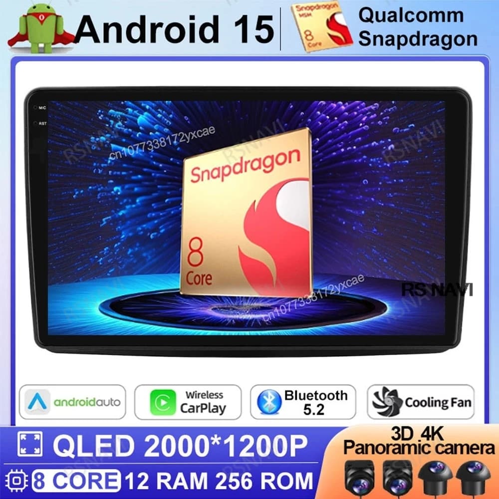 Android 15 Autoradio Per Fiat Panda 2003-2009 2010 2011 2012 Multimediale BT Viedo Lettore DSP 4G LTE Qualcomm 5G WIFI DVD Stereo