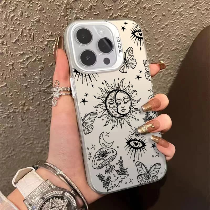 Stile Occhiali da sole Design IMD Custodia per telefono argento per iPhone 11 12 13 14 15 16 17PROMAX 16PRO Cover