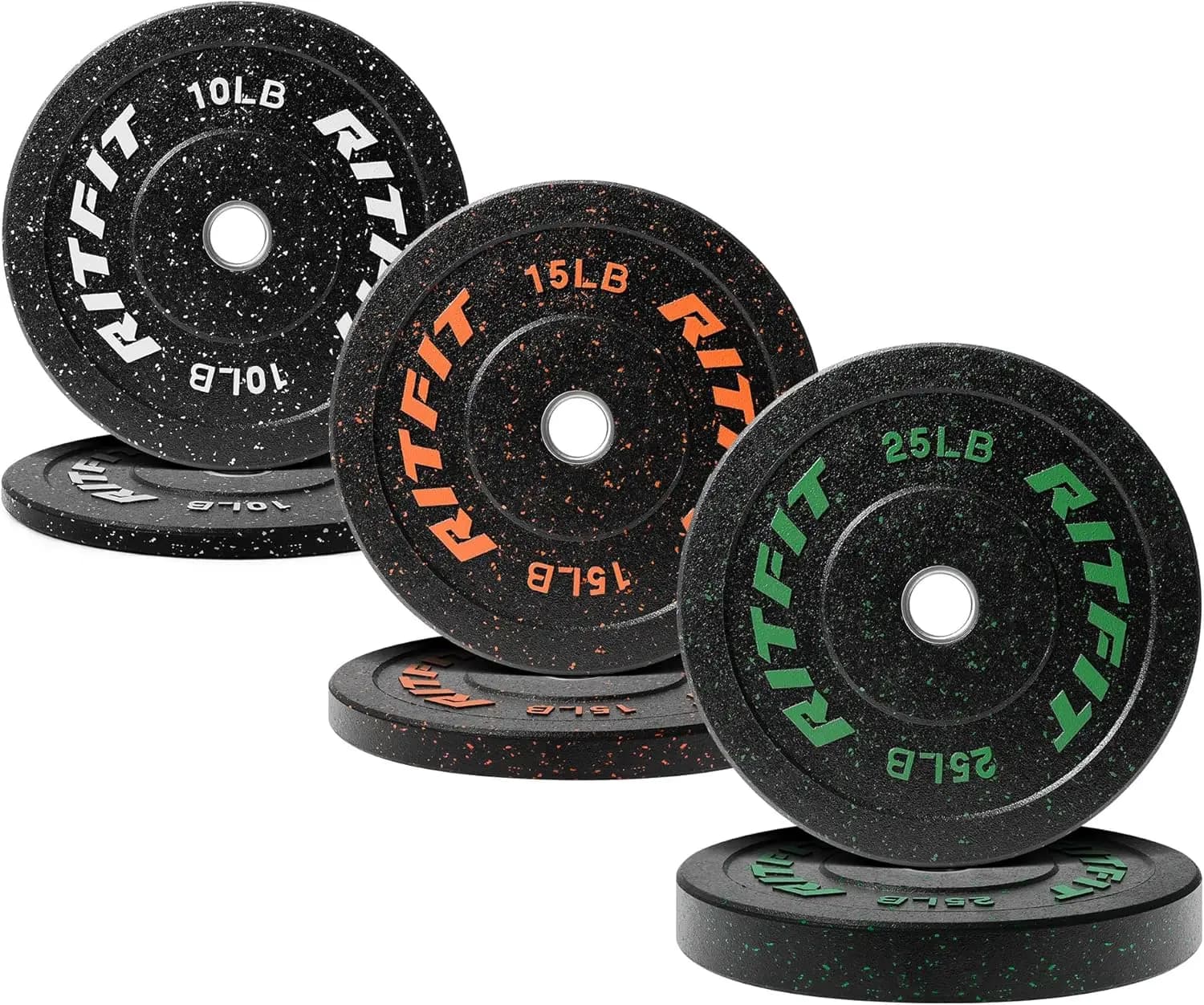 Piastre paraurti, piastre pesi in gomma a collo alto colorate con inserto in acciaio, piastre per pesi da 2 pollici per sollevamento pesi, Set da 100 libbre
