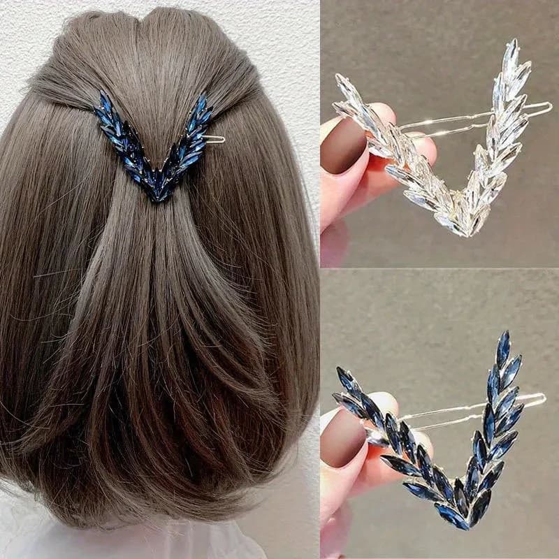Fermaglio per capelli in cristallo brillante di lusso per donna Forcine per capelli con fibbia a forma di V coreana Accessori per capelli per ragazze Copricapo Ornamenti di moda Regalo