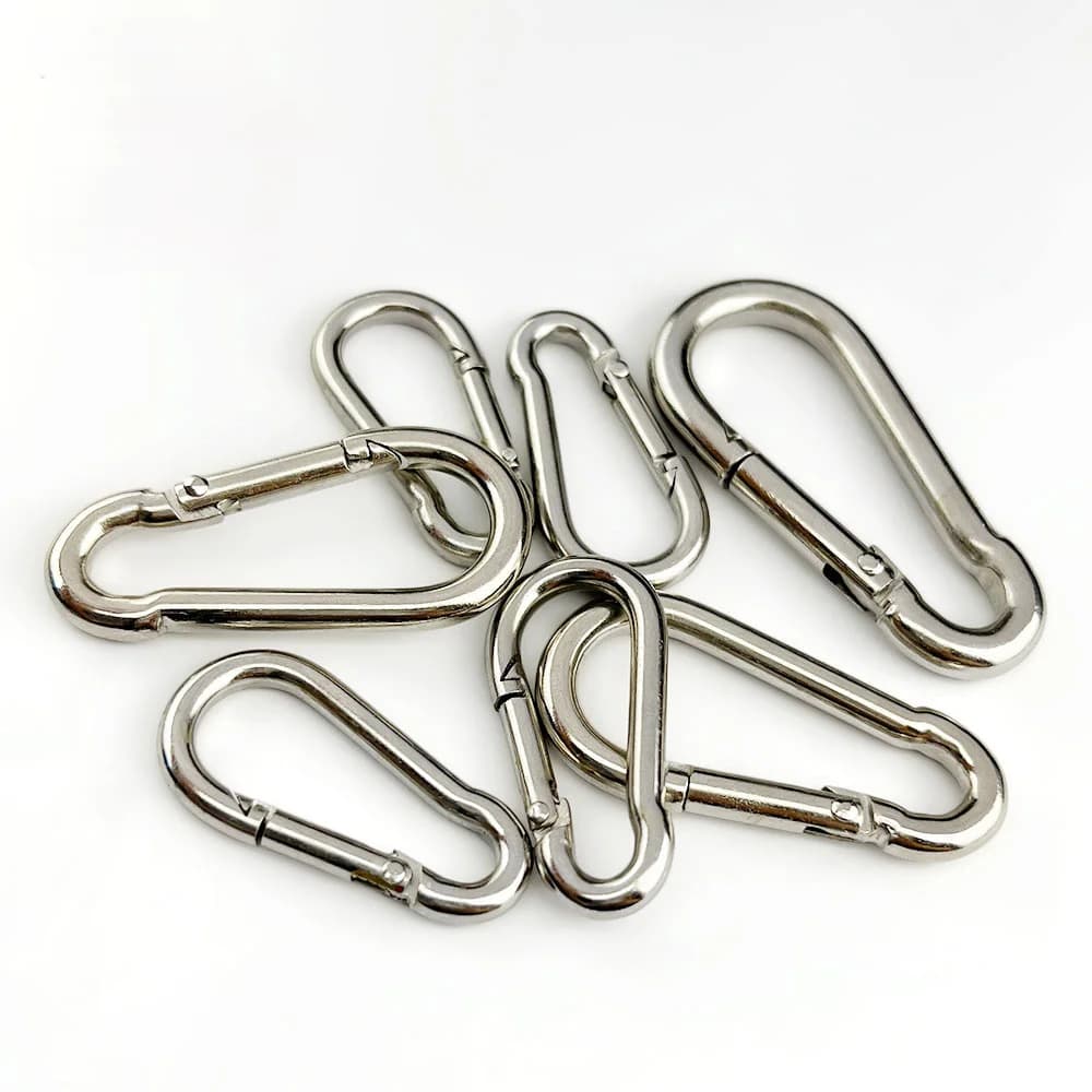 1-7Pcs M5 Nickel-Plated Spring Snap Carabiner Quick Link Lock Ring Hook Snap Shackle Chain Fastener Hook