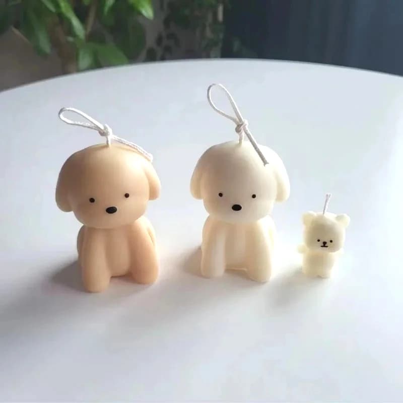 Stampo in silicone per candela profumata per cuccioli 3D Stampo per gesso in resina per sapone per cani carino Kit per realizzare candele Regali per la casa