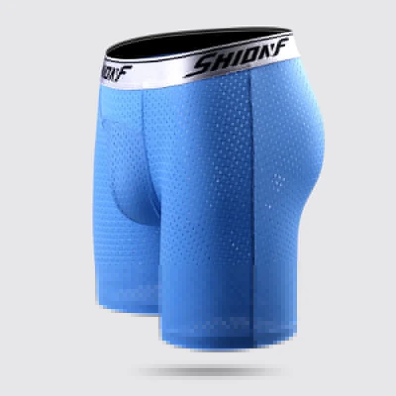 Shionf Boxer lungo da uomo Cuecas Mesh Intimo traspirante Mutande maschili Uomo Boxer Homme Abbigliamento sportivo in seta di ghiaccio da uomo