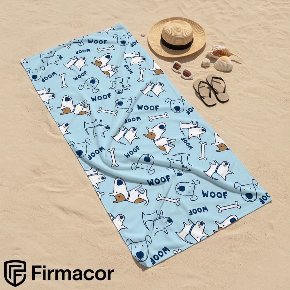 Cartoon Dog Bone Soft Portable Travel Towel Unisex Ultra Lightweight Microfiber Oversized Sand Free Quick Dry Beach Towel