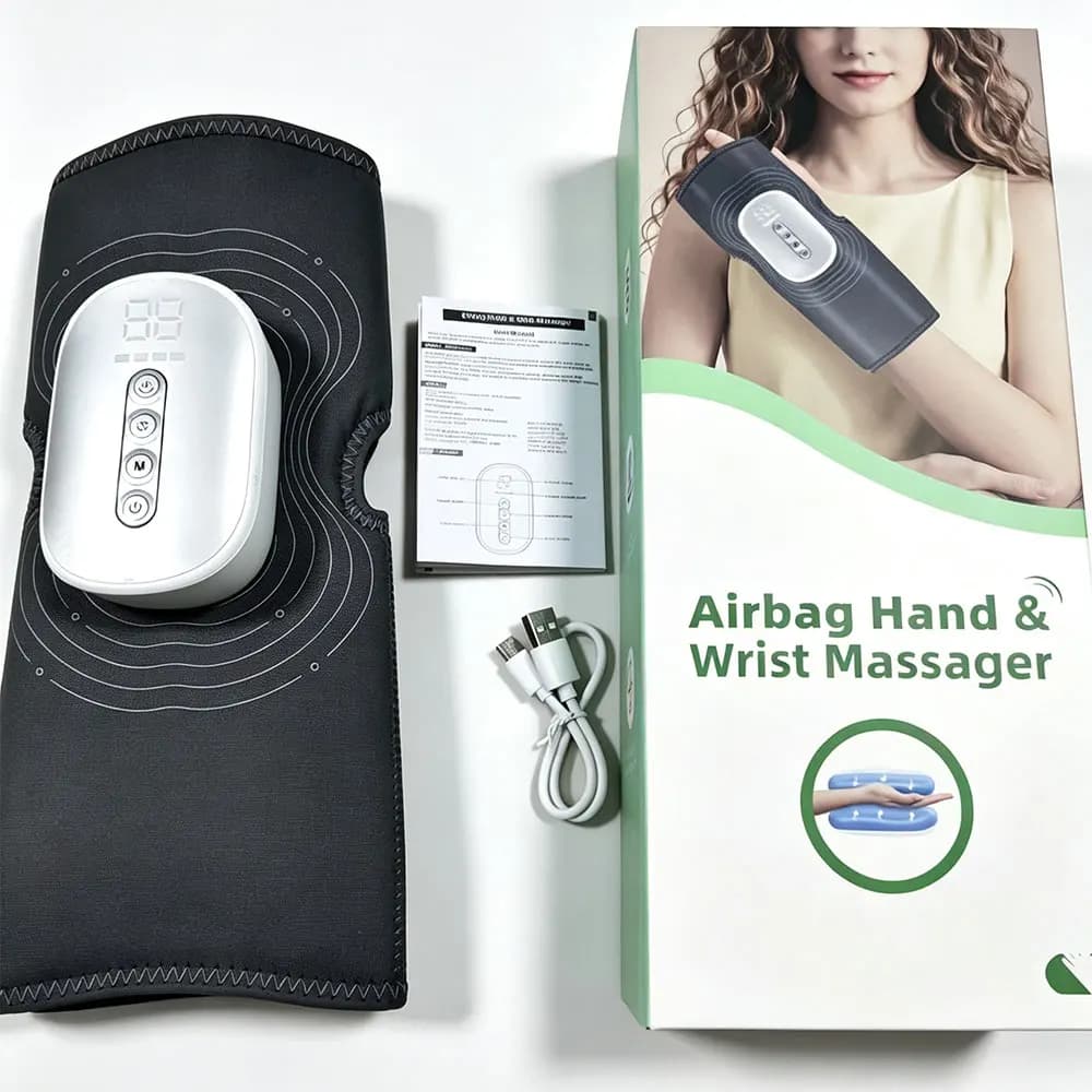 Electric Heated Hand Massager with Air Compression, 3 Modes 4 Levels 4 Heat Settings, Rechargeable Wrist Muscle Relaxation Tool